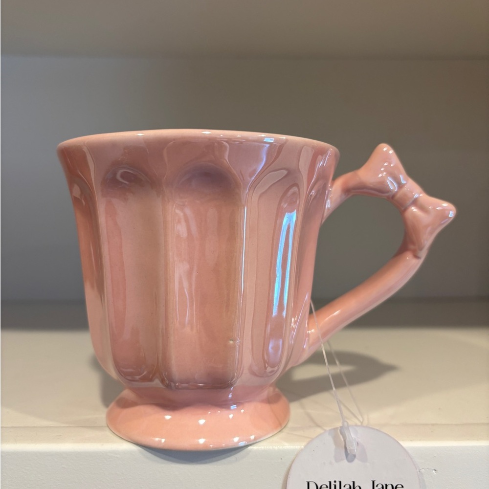 Delilah Jane Pink Ceramic Mug with Bow Handle